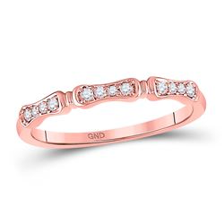 Womens Round Diamond Stackable Band Ring 1/10 Cttw 10kt Rose Gold - REF-9A5M