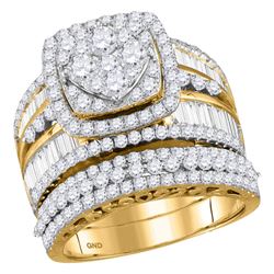 Round Diamond Bridal Wedding Ring Band Set 2-1/2 Cttw 14kt Yellow Gold - REF-184H9R