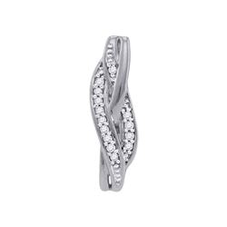 Womens Round Diamond Vertical Woven Strand Pendant 1/20 Cttw 10kt White Gold - REF-5M9H