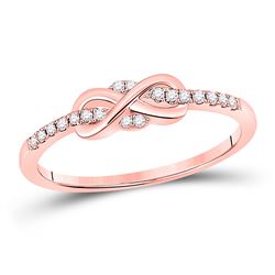 Womens Round Diamond Infinity Knot Stackable Band Ring 1/10 Cttw 10kt Rose Gold - REF-14H9R