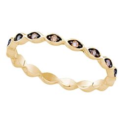 Womens Round Brown Diamond Band Ring 1/10 Cttw 10kt Yellow Gold - REF-9X5A