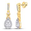 Image 1 : Womens Round Diamond Teardrop Cluster Dangle Earrings 1/2 Cttw 10kt Yellow Gold - REF-38W9K