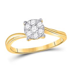 Womens Round Diamond Flower Cluster Ring 1/3 Cttw 10kt Yellow Gold - REF-25W5K