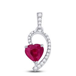 Womens Heart Ruby Fashion Pendant 5/8 Cttw 10kt White Gold - REF-19N9F