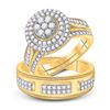 Image 1 : His Hers Round Diamond Cluster Matching Wedding Set 1-1/4 Cttw 10kt Yellow Gold - REF-96M9H