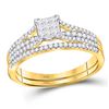 Image 1 : Princess Diamond Bridal Wedding Ring Band Set 1/2 Cttw 14kt Yellow Gold - REF-32M5H