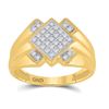 Image 1 : Mens Round Diamond Diagonal Offset Square Ring 1/4 Cttw 10kt Yellow Gold - REF-26H9R