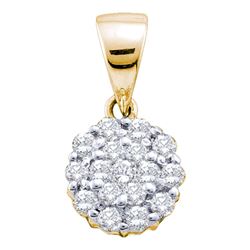 Womens Round Diamond Flower Cluster Pendant 1/4 Cttw 14kt Yellow Gold - REF-16K9Y