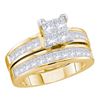Image 1 : Princess Diamond Bridal Wedding Ring Band Set 2 Cttw 14kt Yellow Gold - REF-153H5R