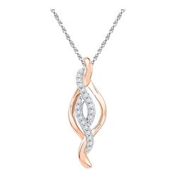 Womens Round Diamond Fashion Pendant 1/8 Cttw 10kt Two-tone Gold - REF-9R5X