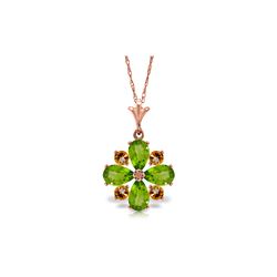 Genuine 2.43 ctw Peridot & Citrine Necklace 14KT Rose Gold - REF-29A7K