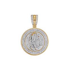 Mens Round Diamond Praying Prayer Hands Medallion Charm Pendant 7/8 Cttw 10kt Yellow Gold - REF-62N5