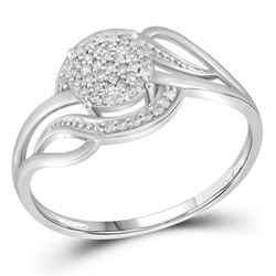 Womens Round Diamond Cluster Ring 1/6 Cttw 10kt White Gold - REF-10X5A