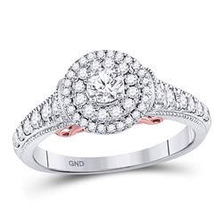 Round Diamond Solitaire Bridal Wedding Engagement Ring 3/4 Cttw 14kt Two-tone Gold - REF-82M9H