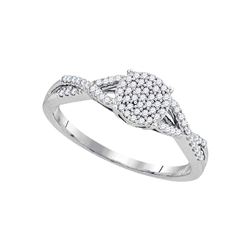 Round Diamond Cluster Bridal Wedding Engagement Ring 1/5 Cttw 10kt White Gold - REF-16R9X