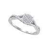 Image 1 : Round Diamond Cluster Bridal Wedding Engagement Ring 1/5 Cttw 10kt White Gold - REF-16R9X