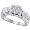 Image 1 : Womens Round Diamond Square Cluster Ring 1/2 Cttw 10kt White Gold - REF-32R5X