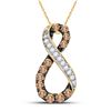 Image 1 : Womens Round Brown Diamond Infinity Pendant 1/2 Cttw 10kt Yellow Gold - REF-16M9H