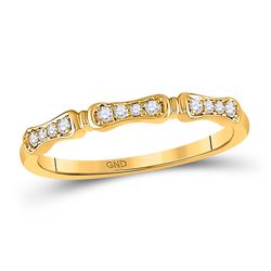 Womens Round Diamond Stackable Band Ring 1/10 Cttw 10kt Yellow Gold - REF-9Y5N