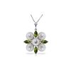 Image 1 : Genuine 6.3 ctw Peridot & Pearl Necklace 14KT White Gold - REF-59P2H