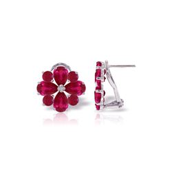 Genuine 4.85 ctw Ruby Earrings 14KT White Gold - REF-71X8M