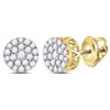 Image 1 : Womens Round Diamond Concentric Circle Cluster Earrings 1/2 Cttw 14kt Yellow Gold - REF-35M9H