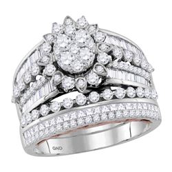 Round Diamond Cluster Bridal Wedding Ring Band Set 2 Cttw 14kt Two-tone Gold - REF-138Y9N