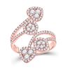 Image 1 : Womens Round Diamond Bypass Cluster Heart Ring 1-1/4 Cttw 14kt Rose Gold - REF-93W9K