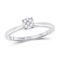 Womens Round Diamond Cluster Ring 1/6 Cttw 10kt White Gold - REF-16W5K