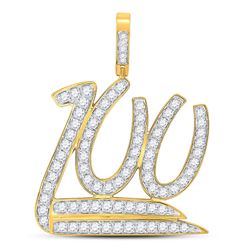 Mens Round Diamond Hundred Points 100 Emoji Charm Pendant 2-1/3 Cttw 10kt Yellow Gold - REF-126N9F