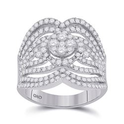Womens Round Diamond Fashion Ring 1-3/4 Cttw 14kt White Gold - REF-131W5K