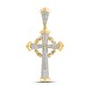 Image 1 : Mens Round Diamond Gothic Cross Charm Pendant 1/2 Cttw 10kt Yellow Gold - REF-41M9H