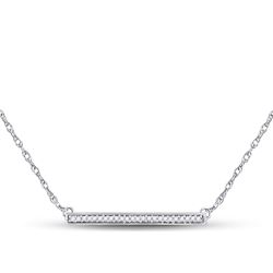 Womens Round Diamond Horizontal Bar Pendant Necklace 1/10 Cttw 10kt White Gold - REF-14H9R