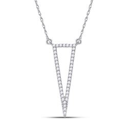 Womens Round Diamond Triangle Fashion Necklace 1/4 Cttw 14kt White Gold - REF-21Y5N