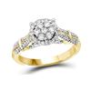 Image 1 : Round Diamond Flower Cluster Bridal Wedding Engagement Ring 3/4 Cttw 10kt Yellow Gold - REF-54X5A