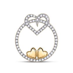 Womens Round Diamond Circle Heart Pendant 1/5 Cttw 10kt Yellow Gold - REF-10N5F