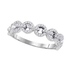 Womens Round Diamond Link Band Ring 1/4 Cttw 10kt White Gold - REF-14A9M