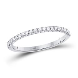 Womens Round Diamond Wedding Machine-Set Band 1/5 Cttw 14kt White Gold - REF-19R5X