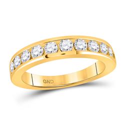 Womens Round Diamond Wedding Single Row Band 1 Cttw 14kt Yellow Gold - REF-82Y9N
