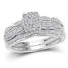 Image 1 : Round Diamond Cluster Bridal Wedding Ring Band Set 1/4 Cttw 10kt White Gold - REF-27W5K