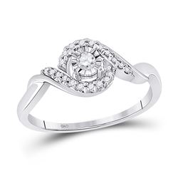 Womens Round Diamond Solitaire Twist Promise Ring 1/6 Cttw 10kt White Gold - REF-19F9W