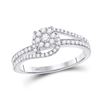 Image 1 : Womens Round Diamond Cluster Ring 3/8 Cttw 10kt White Gold - REF-24X5A