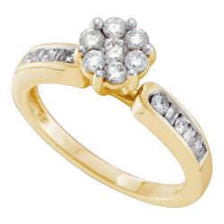 Round Diamond Cluster Bridal Wedding Engagement Ring 1/2 Cttw 14kt Yellow Gold - REF-43W5K