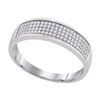 Image 1 : Mens Round Diamond Pave Band Ring 1/4 Cttw 10kt White Gold - REF-21W5K