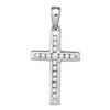 Image 1 : Womens Round Diamond Small Cross Pendant 1/8 Cttw 10kt White Gold - REF-9K5Y