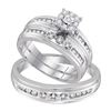 Image 1 : His Hers Round Diamond Solitaire Matching Wedding Set 1/3 Cttw 10kt White Gold - REF-35Y5N