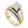 Image 1 : Round Diamond Bridal Wedding Ring Band Set 1-1/2 Cttw 14kt Yellow Gold - REF-101K5Y