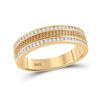 Image 1 : Mens Round Diamond Wedding Textured Band Ring 1/3 Cttw 14kt Yellow Gold - REF-58W9K