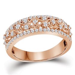 Womens Round Diamond Roped Woven Band Ring 1/2 Cttw 10kt Rose Gold - REF-34F5W