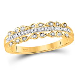 Womens Round Diamond Band Ring 1/10 Cttw 10kt Yellow Gold - REF-12X9A